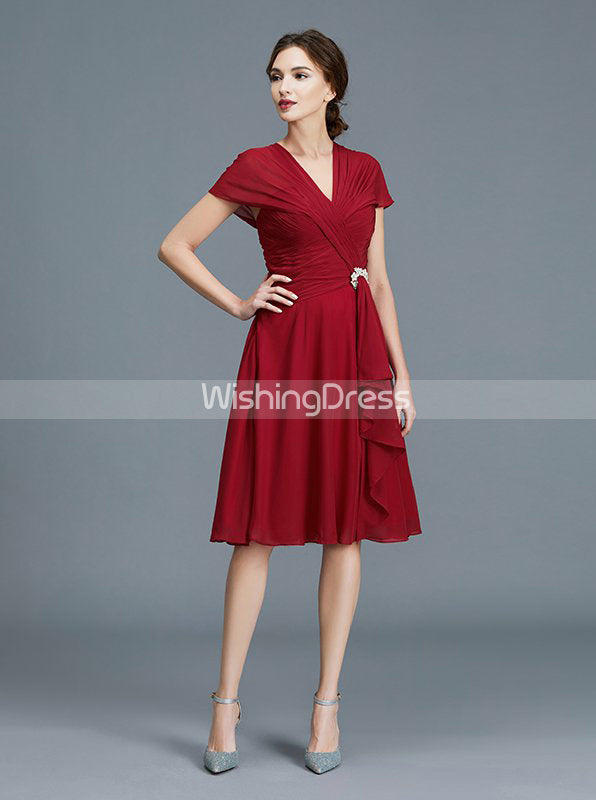 Modest Mother of the Bride Dresses,Knee Length Mother Dress,MD00032, US2 / Red