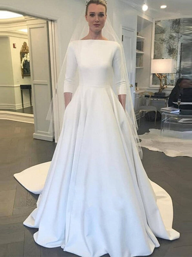 Modest Wedding Dress with Pockets,Wedding Dress with Sleeves,WD00628 - Wishingdress Modest Wedding Dress with Pockets,Wedding Dress with Sleeves,WD00628 - Wishingdress