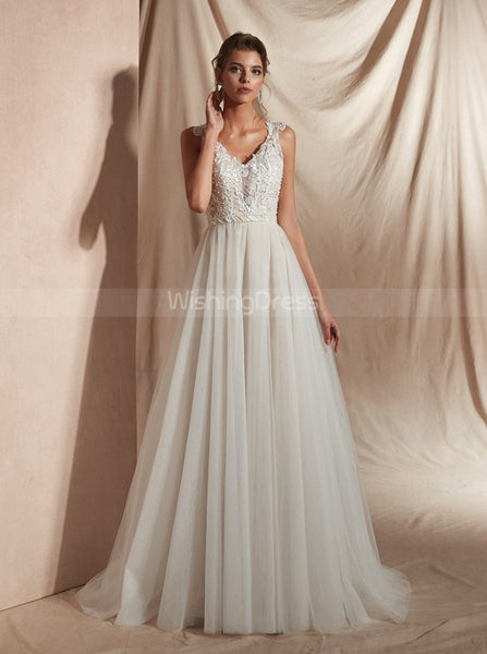Modest Wedding Dresses,Illusion Wedding Dress,WD00361
