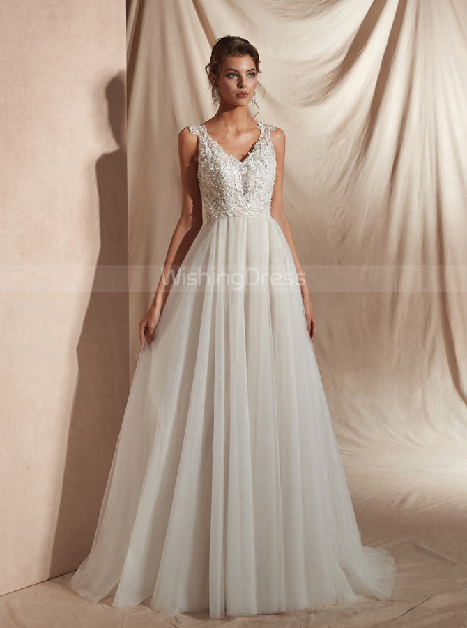 Modest Wedding Dresses,Illusion Wedding Dress,WD00361 - Wishingdress