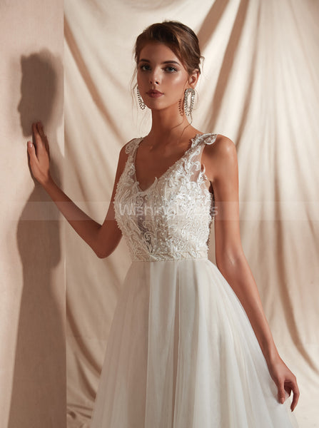 Modest Wedding Dresses,Illusion Wedding Dress,WD00361
