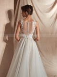 Modest Wedding Dresses,Illusion Wedding Dress,WD00361