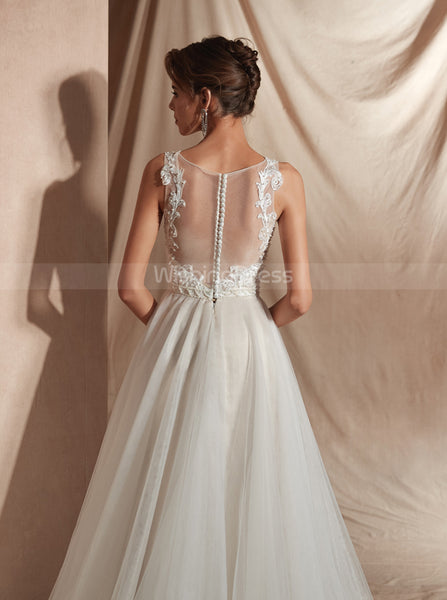 Modest Wedding Dresses,Illusion Wedding Dress,WD00361