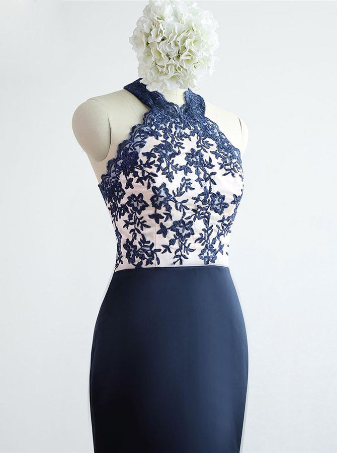 white and navy bridesmaid dresses Blue Floral Strapless A-line Long Bridesmaid Dress Blue / US 12 main image 1