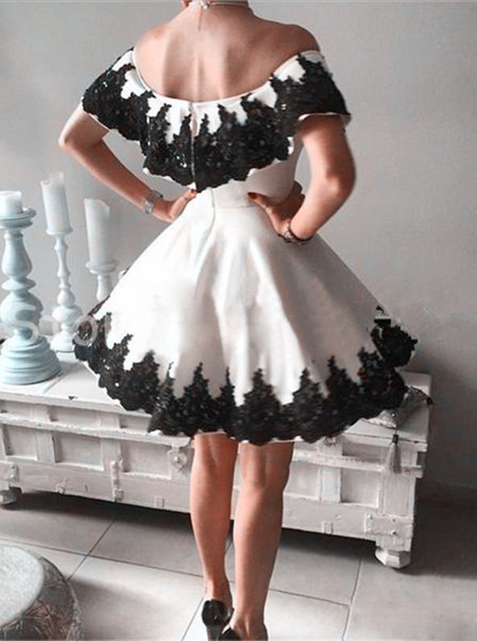 aline homecoming dress A Line Lace Spaghetti Straps Homecoming Dresses, Graduation Dress, MH533