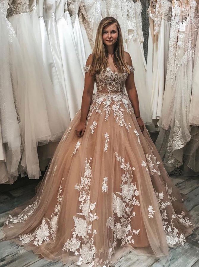 trendy bridal dresses Off the Shoulder Modern Bridal Gown,Tulle Stunning Wedding Gown,WD00501, US4 / Black