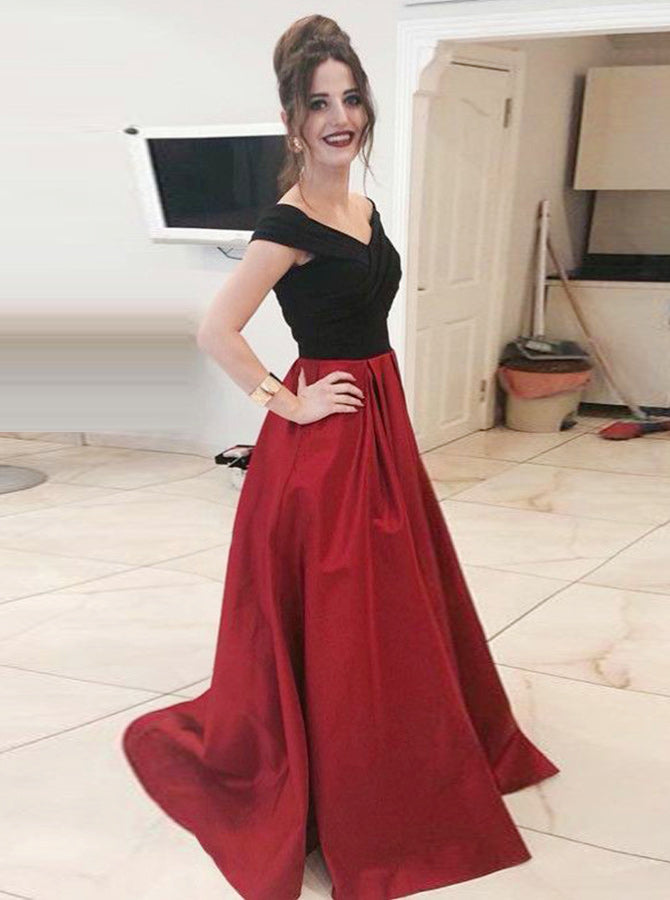 Off the Shoulder Prom Dresses,Two Tone Prom Dress,A-line Prom Dress,PD00280, US16 / Dark Navy Off the Shoulder Prom Dresses,Two Tone Prom Dress,A-line Prom Dress,PD00280, US16 / Dark Navy