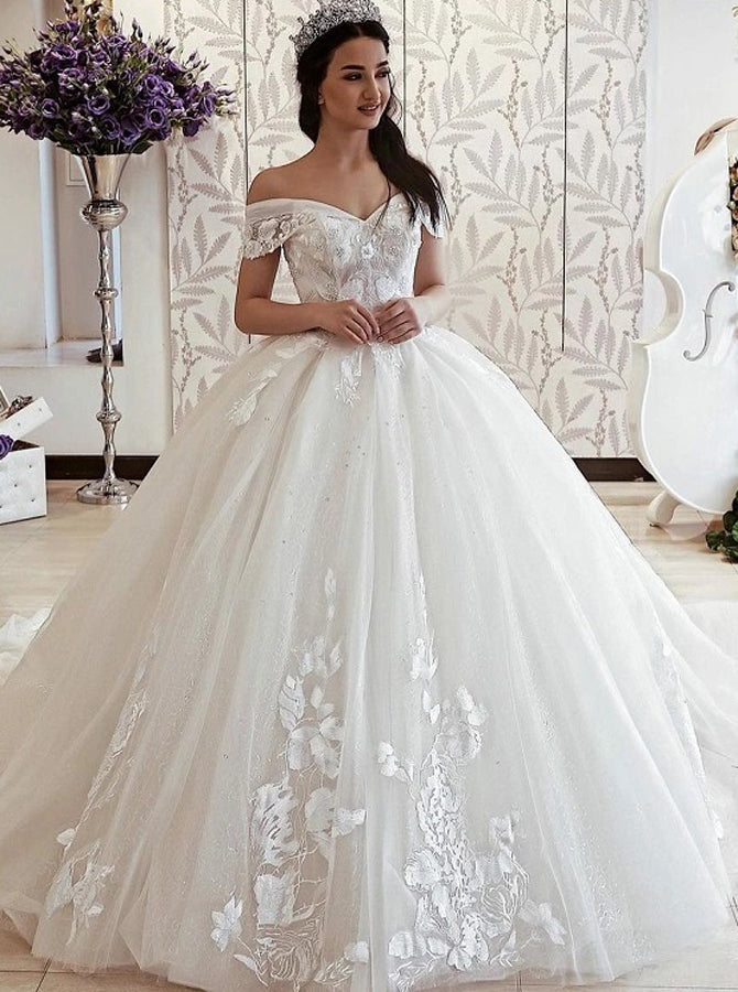 Off the Shoulder Wedding Gown,Princess Ball Gown Wedding Dress,WD00410, US26W / White Off the Shoulder Wedding Gown,Princess Ball Gown Wedding Dress,WD00410, US26W / White
