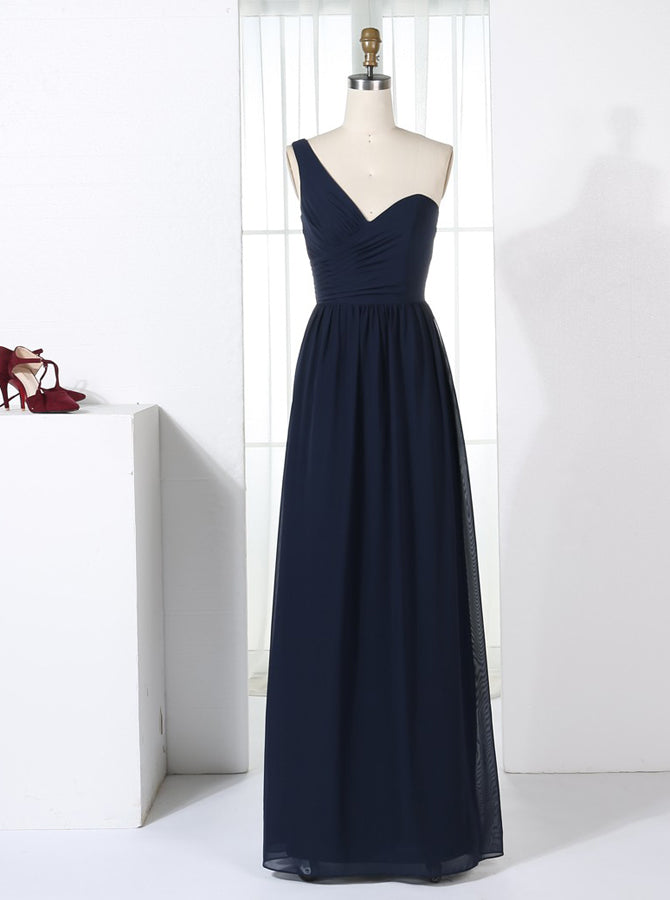 blue bridesmaid dresses modest One Shoulder Bridesmaid Dresses,Dark Navy Bridesmaid Dress,Modest Bridesmaid Dress,BD00321, US12 / Burgundy
