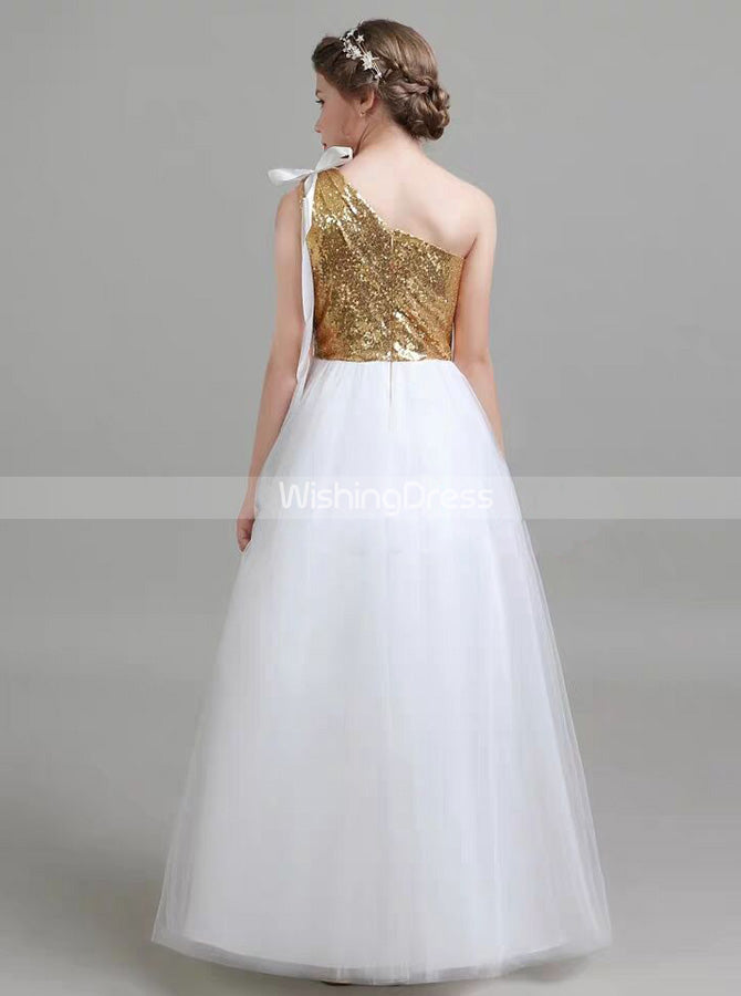 One Shoulder Pageant Dress for Teens,Sequined Little Princess Dress,JB00066, J4 / Turquoise