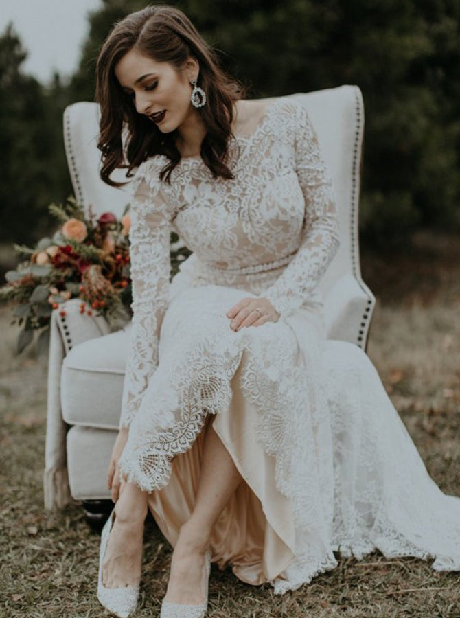 knee length dresses for ladies Lace Wedding Gown Evening Dress with A Slit in Raspberry Ruby / 2