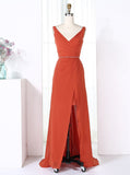 Orange Bridesmaid Dresses,Modern Bridesmaid Dress,Chiffon Bridesmaid Dress,BD00204