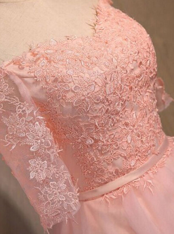Peach Sweet 16 Dress,Off the Shoulder Sweet 16 Dress,Sweet 16 Dress with Short Sleeves,SW00020, US14W / Pink
