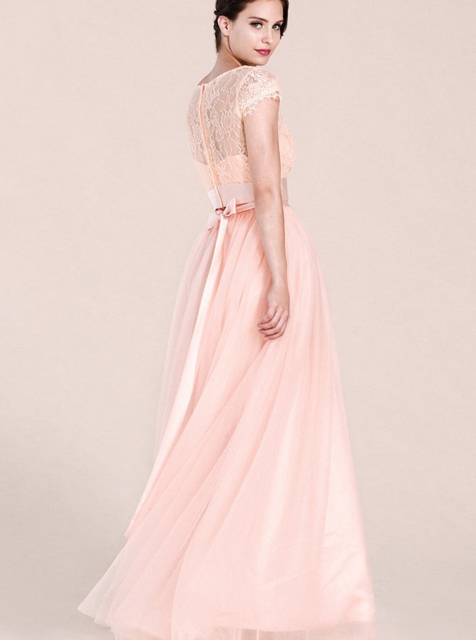Pink Lace Bridesmaid Dress,Lovely Bridesmaid Dress,Long Bridesmaid Dre -  Wishingdress