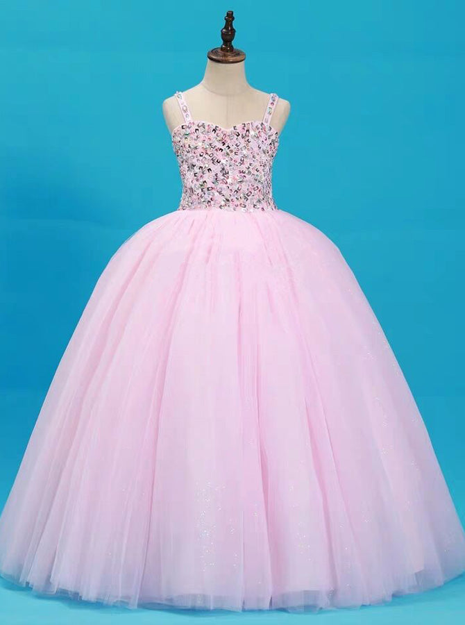 Pink Little Girls Party Dresses,Classic Ball Gown Dresses for Teens,GPD0033