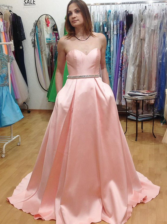 Pink Prom Dresses,Sweetheart Prom Dress,Long Princess Prom Dress