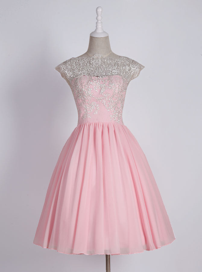 Pink Sweet 16 Dresses,Chiffon Sweet 16 Dress,Knee Length Sweet 16 Dress,SW00018, US4 / SkyBlue