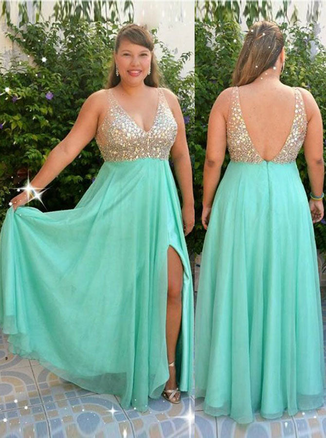 Plus Size Prom Dress with Slit,Beaded Plus Size Prom Dress,Plus Size Dress for Teens,PD00323, US18W / Dark Navy Plus Size Prom Dress with Slit,Beaded Plus Size Prom Dress,Plus Size Dress for Teens,PD00323, US18W / Dark Navy