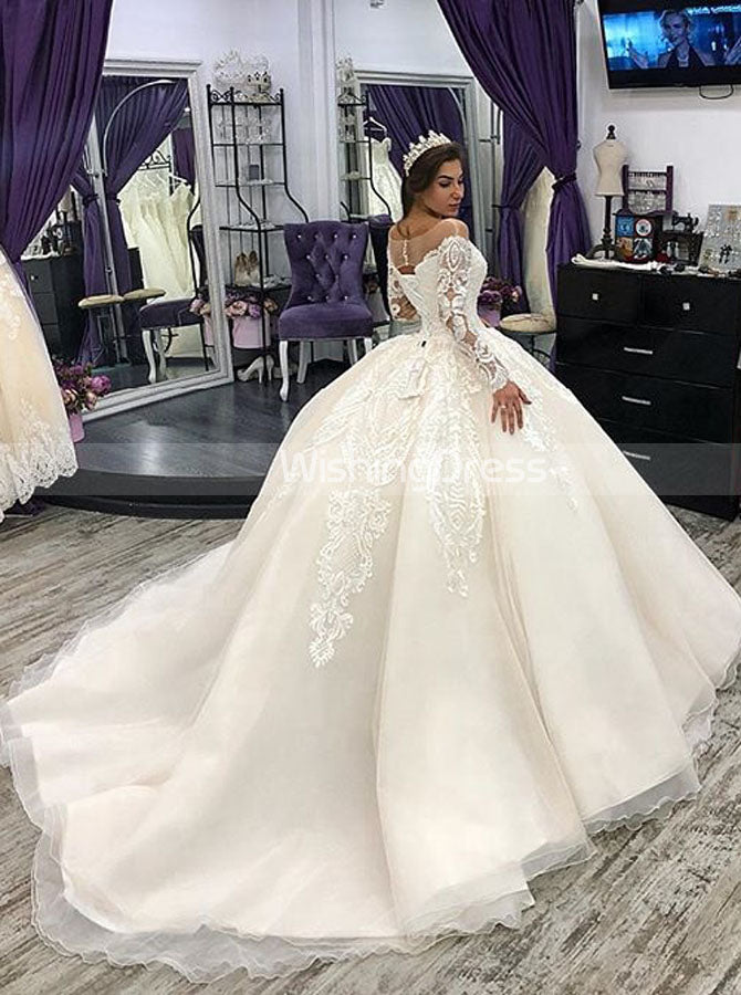 Princess Ball Gown Wedding Dress with Sleeves,Classic Bridal Gown,WD00642, US6 / Ivory Princess Ball Gown Wedding Dress with Sleeves,Classic Bridal Gown,WD00642, US6 / Ivory