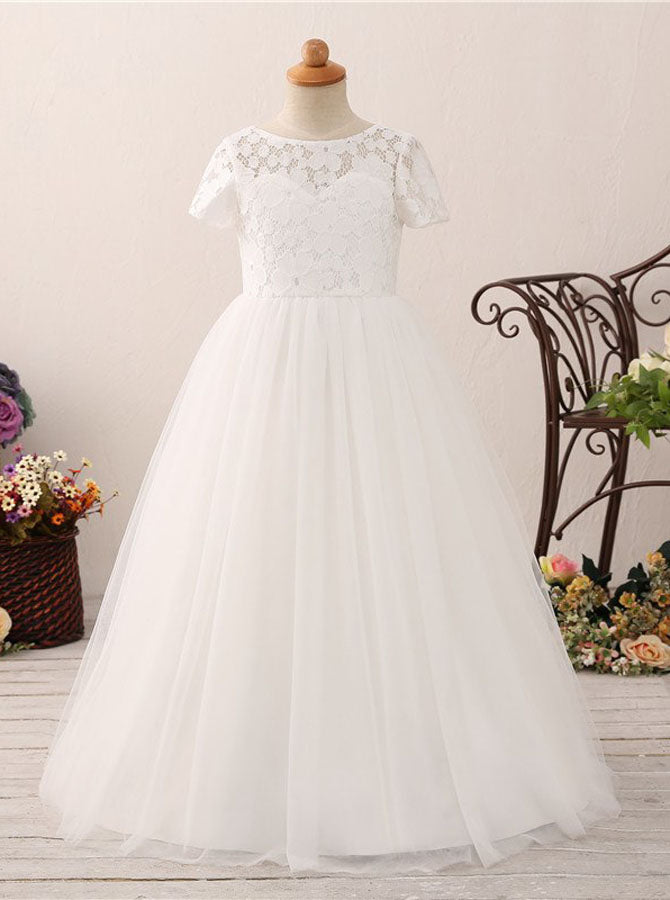 Princess Flower Girl Dresses,First Communion Dress,Full Length Flower Girl Dress,FD00043, Child8 / Ivory