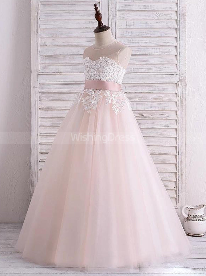 Princess Flower Girl Dresses,Tulle Long Flower Girl Dress,Girl Party  Dress,FD00078