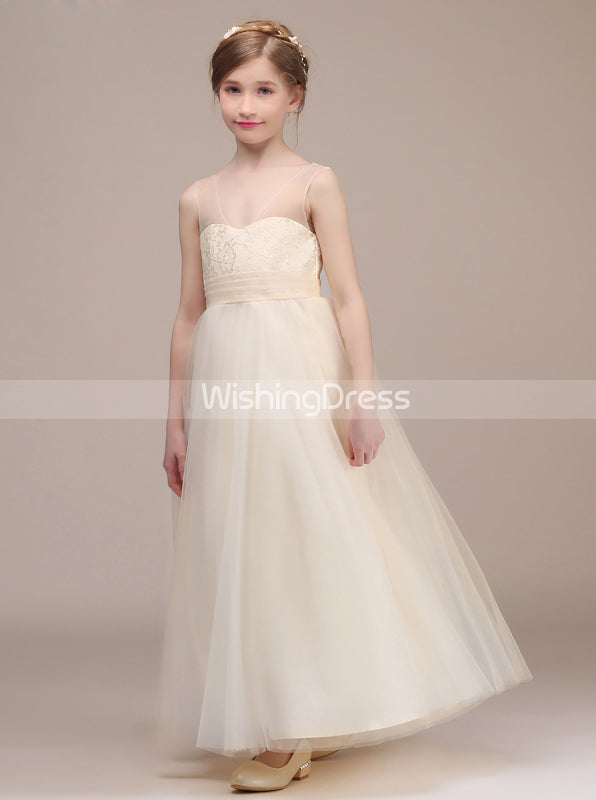 Princess Junior Bridesmaid Dress,Tulle Long Flower Girl Dress,JB00021 - Wishingdress Princess Junior Bridesmaid Dress,Tulle Long Flower Girl Dress,JB00021 - Wishingdress