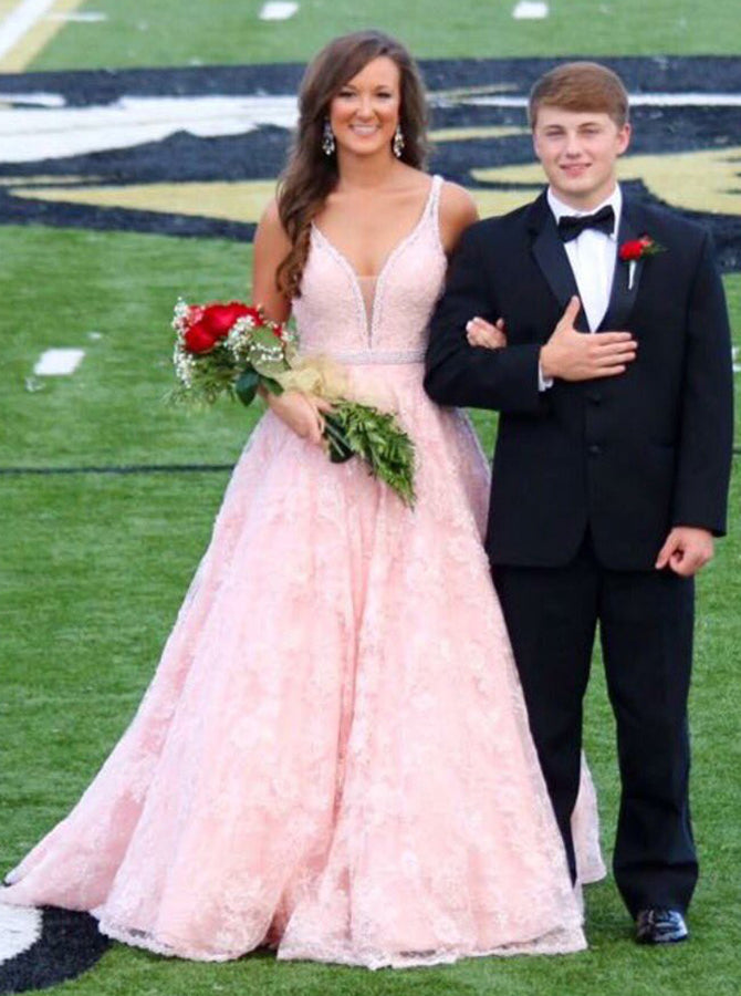 Princess Pink Prom Dress,A Line Lace Prom Dress,Stunning Evening Dress for Teens PD00035, US16 / Red
