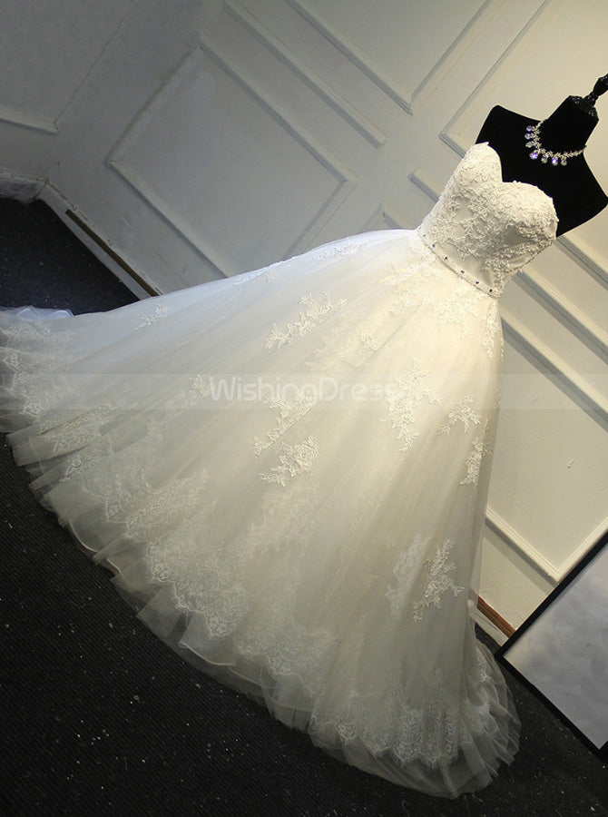 Princess Sweetheart Wedding Dresses,Classic Bridal Gown,WD00382, US10 / White