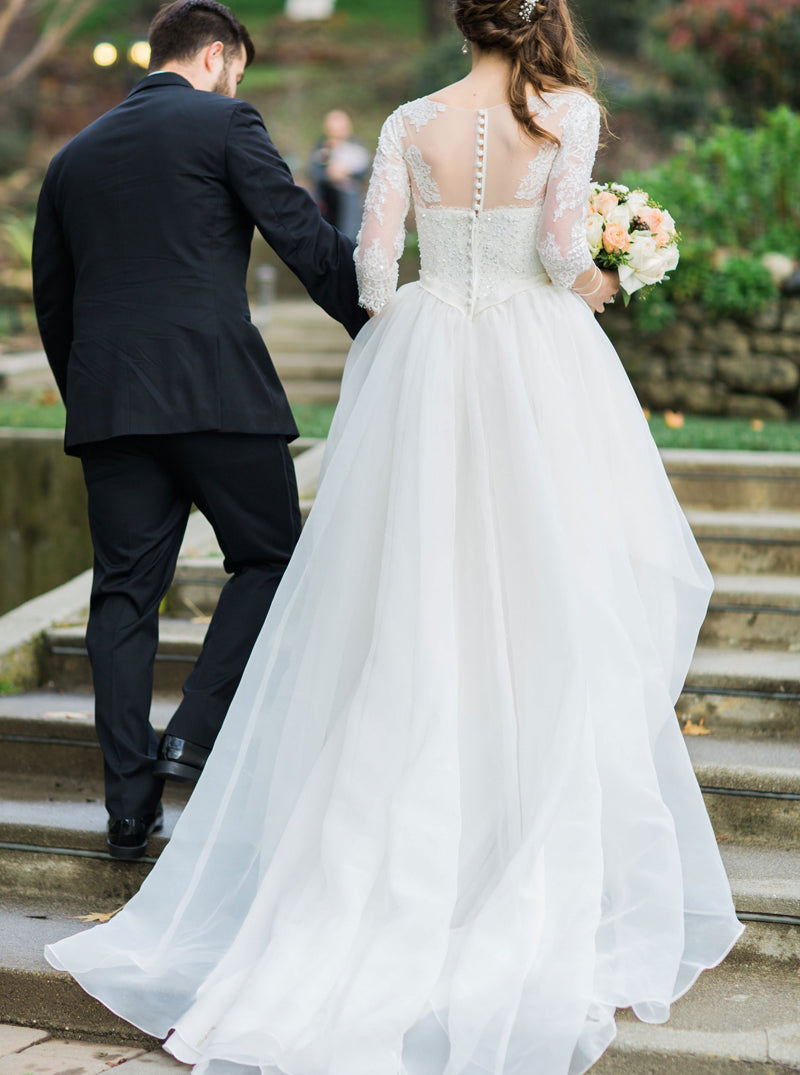 Princess Wedding Dresses,Wedding Dress with Sleeves,Dreaming Wedding Dress,WD00205, US26W / Pink