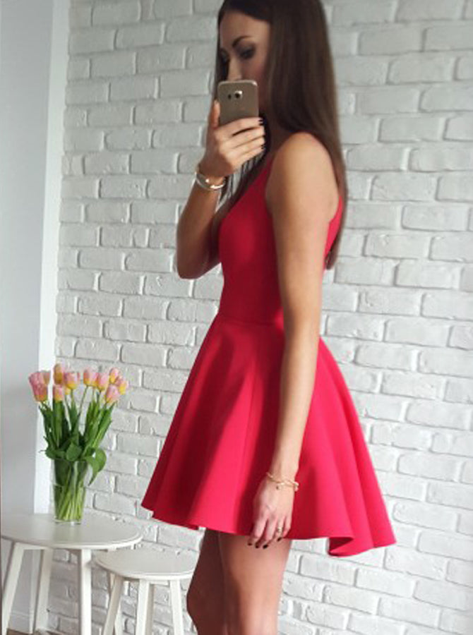 Red Homecoming Dresses,Short Homecoming Dress,Simple Cocktail Dress,HC00004, US16 / Red