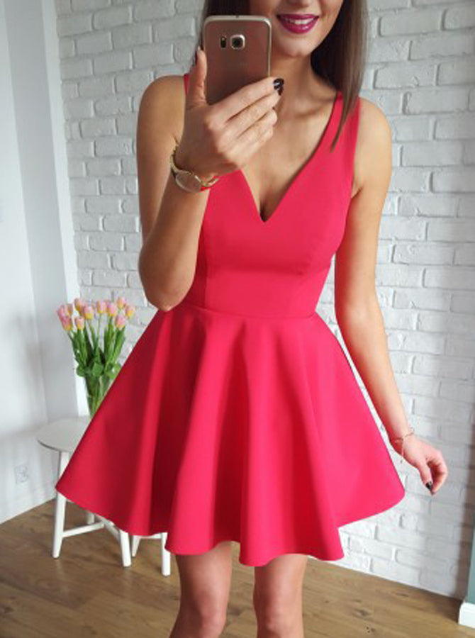 Red Homecoming Dresses,Short Homecoming Dress,Simple Cocktail Dress,HC00004, US16 / Red