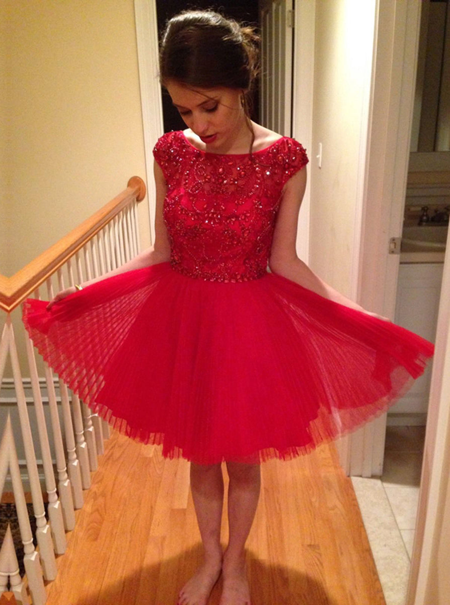 blue dress for baby girl Red Homecoming Dresses,Tulle Homecoming Dress,Beaded Homecoming Dress,