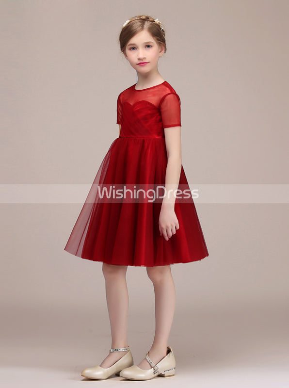 Red Junior Bridesmaid Dresses,Junior Bridesmaid Dress with Short Sleeves,JB00005, J14 / Pink Red Junior Bridesmaid Dresses,Junior Bridesmaid Dress with Short Sleeves,JB00005, J14 / Pink