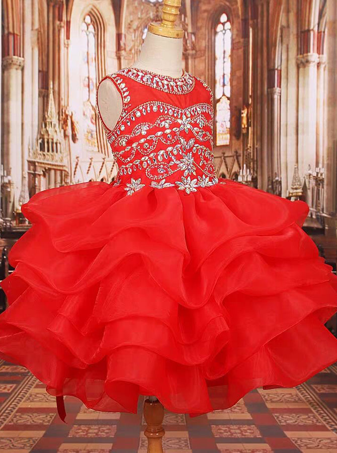 Wishingdress Red Organza Little Girls Dresses Knee Length Girls Pageant Dress GPD0026 J16 Mint Green