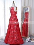 Red Prom Dress,Lace Prom Dress,Vintage Prom Dress,Floor Length Prom Dress,PD00226