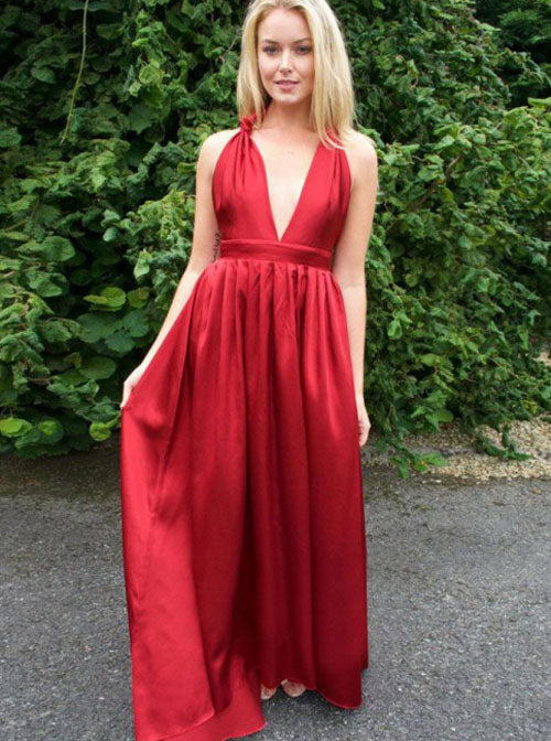 Red Silk-like Satin Bridesmaid Dresses,Long Simple Bridesmaid Dress,BD00334, US16 / Dark Navy