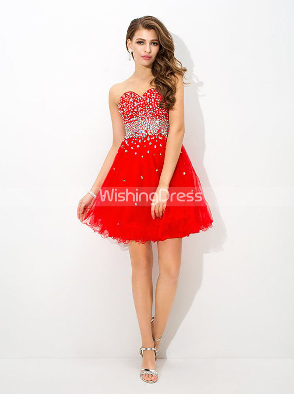 Red Sweet 16 Dresses,Sparkly Sweet 16 Dress, Strapless Sweet 16
