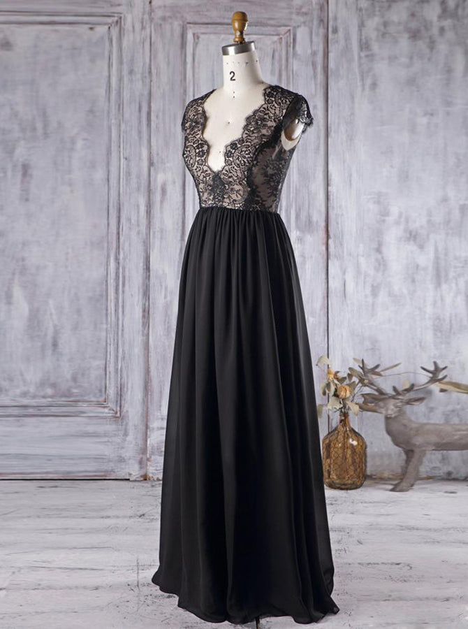 blue dress for baby girl Romantic Bridesmaid Dress with Cap Sleeves,Black Bridesmaid Dress,BD00374, US10 / Dark Navy
