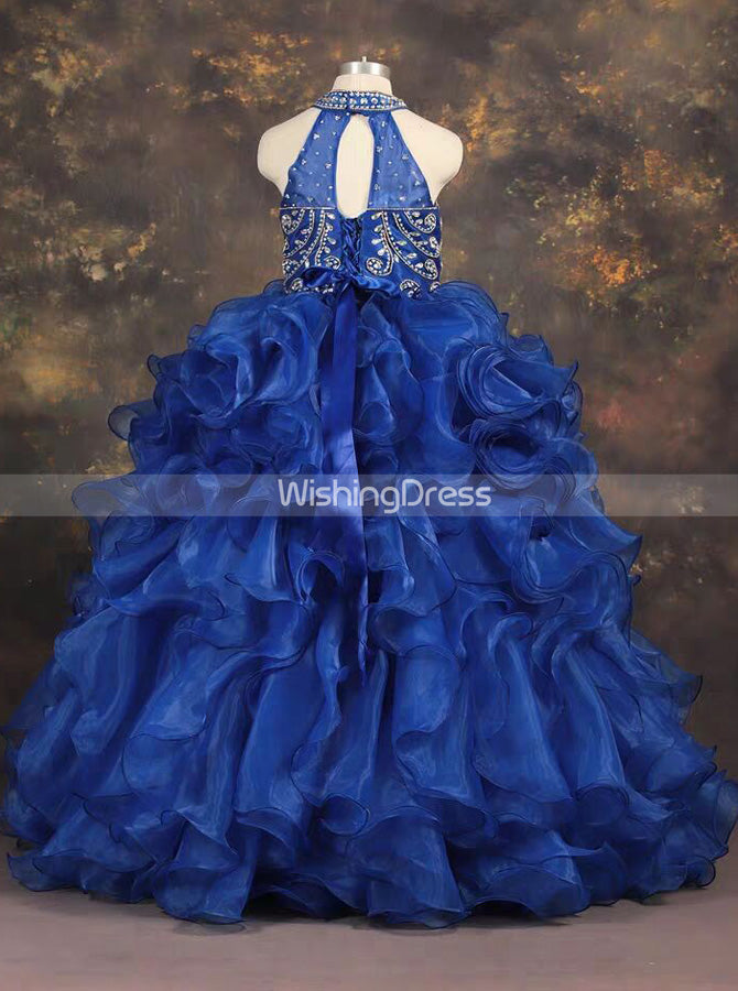 Royal Blue Ball Gown Little Girls Party Dresses,Ruffled Little Princes - Wishingdress Royal Blue Ball Gown Little Girls Party Dresses,Ruffled Little Princes - Wishingdress
