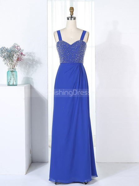 Royal Blue Bridesmaid Dresses with Jacket,Beaded Bridesmaid Dresses,BD00288