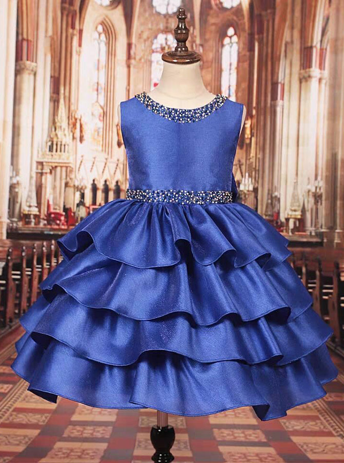 Royal Blue Knee Length Dress for Little Girls,Layered Satin Girl Pageant Dress,GPD0025, J10 / Pink Royal Blue Knee Length Dress for Little Girls,Layered Satin Girl Pageant Dress,GPD0025, J10 / Pink