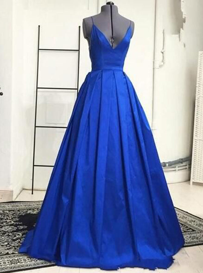 Royal Blue Modest Prom Dress,Spaghetti Straps A-line Prom Dress,Evenin - Wishingdress Royal Blue Modest Prom Dress,Spaghetti Straps A-line Prom Dress,Evenin - Wishingdress