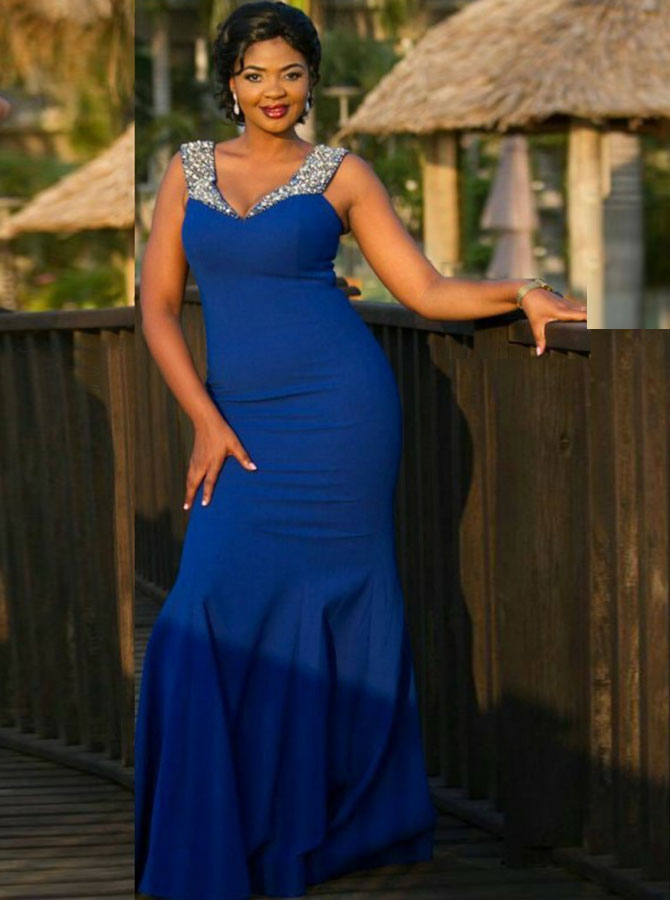 Royal Blue Plus Size Prom Dress,Fit and Flare Plus Size Prom Dress,Long Plus Size Dress,PD00327