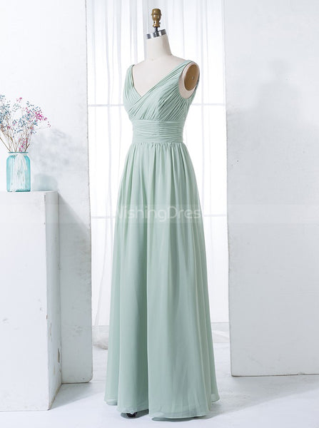Sage Bridesmaid Dresses,Chiffon Bridesmaid Dress,Simple Bridesmaid Dress,BD00266