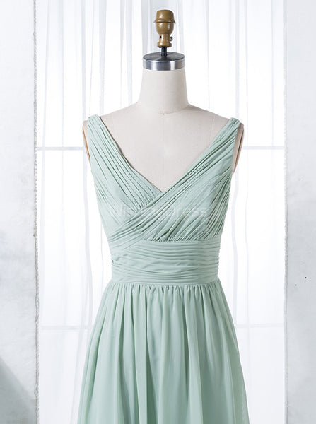 Sage Bridesmaid Dresses,Chiffon Bridesmaid Dress,Simple Bridesmaid Dress,BD00266