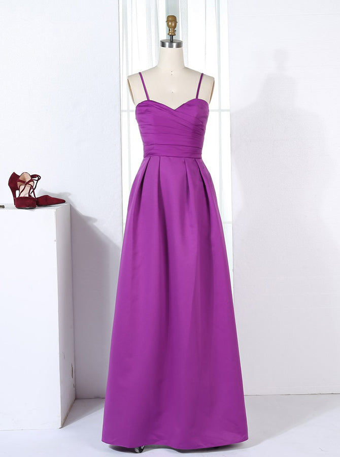 blue dress for baby girl Dusty Blue Satin Bridesmaid Dresses Elegant V-Neck A Line Slit Stretch  Satin Long Bridesmaid Dress main image 0