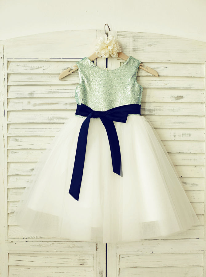 Sequined Flower Girl Dress,Knee Length Flower Girl Dress,Flower Girl D - Wishingdress Sequined Flower Girl Dress,Knee Length Flower Girl Dress,Flower Girl D - Wishingdress