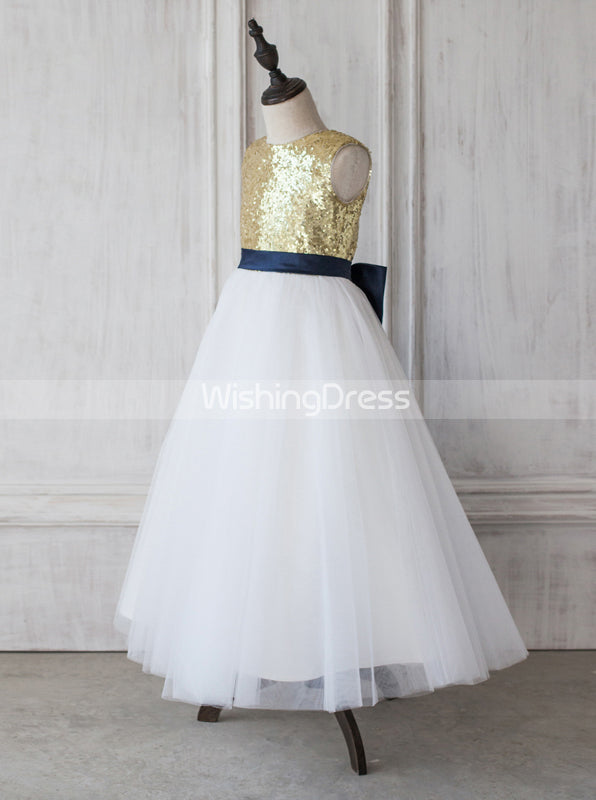 Sequined Junior Bridesmaid Dresses,A-line Flower Girl Dress