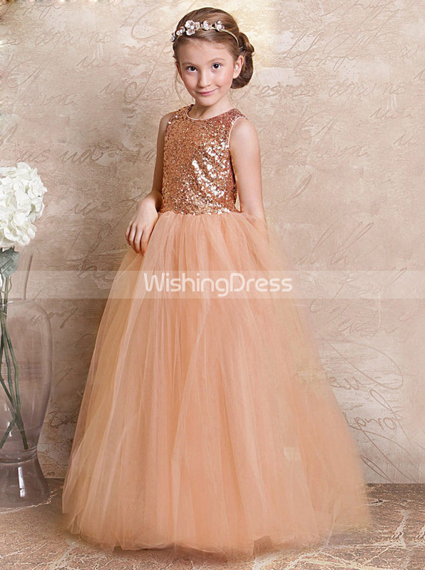 Sequined Junior Bridesmaid Dresses,Long Princess Junior Bridesmaid Dress,JB00009, J6 / Pink Sequined Junior Bridesmaid Dresses,Long Princess Junior Bridesmaid Dress,JB00009, J6 / Pink
