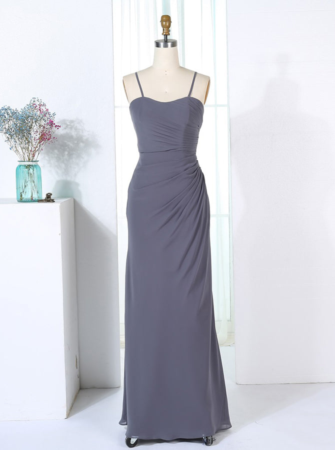 Sheath Bridesmaid Dresses,Grey Bridesmaid Dress,Long Bridesmaid Dress,